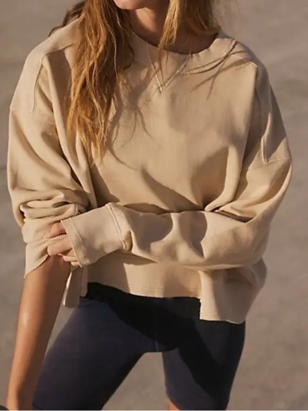 Free People Oatmilk Relaxed Crewneck Pullover size medium